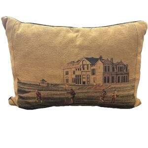 Vintage Ashford Court Tapestry Golf Accent Pillow 26”x18” Golfing Golf Course